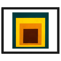 JOSEF ALBERS - HOMAGE TO THE SQUARE DARK GREEN YELLOW ORANGE BROWN