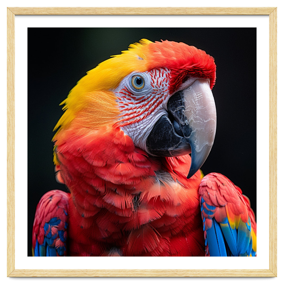 Scarlet Macaw Parrot Headshot Vibrant Colors