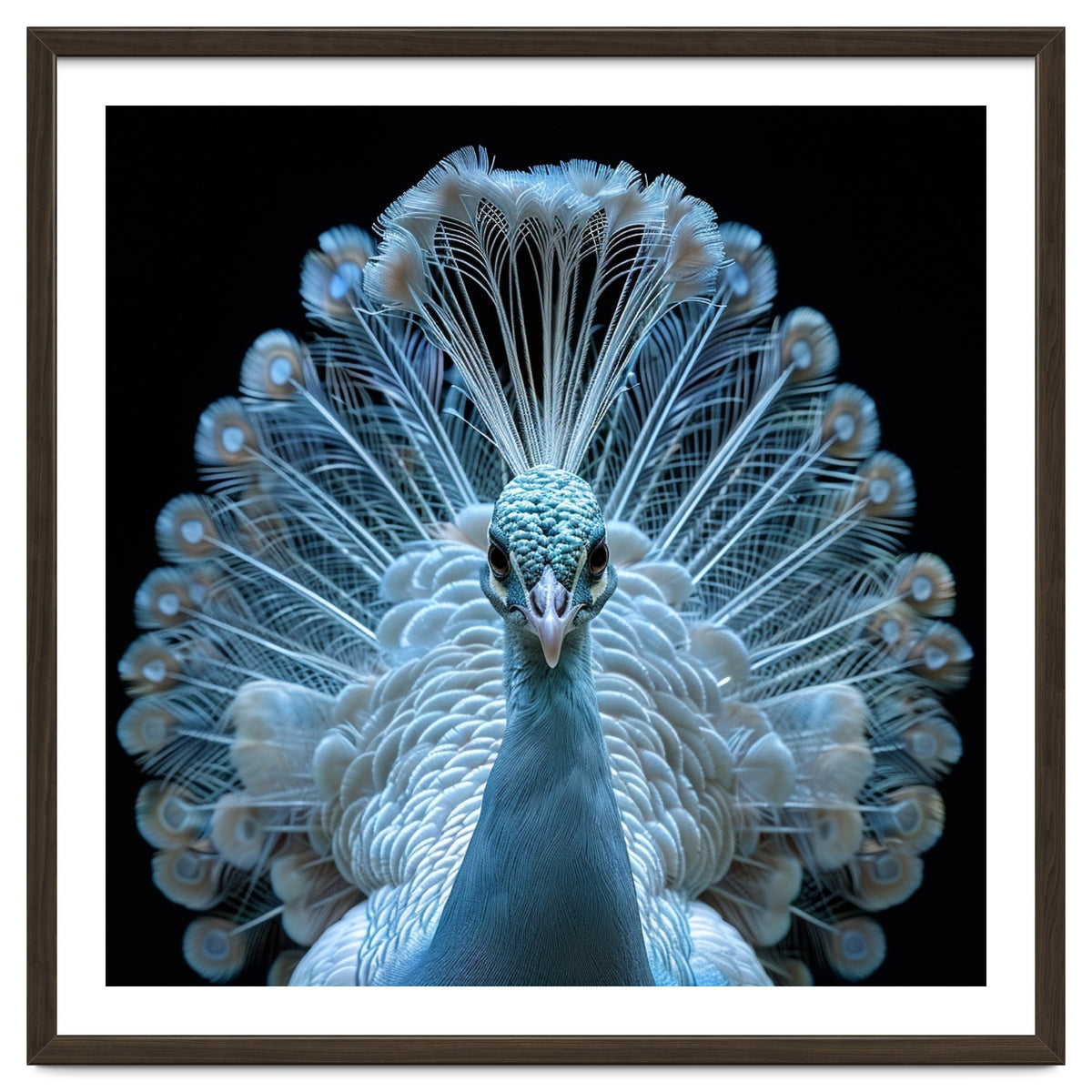 Majestic White Peacock Displaying Its Feathers