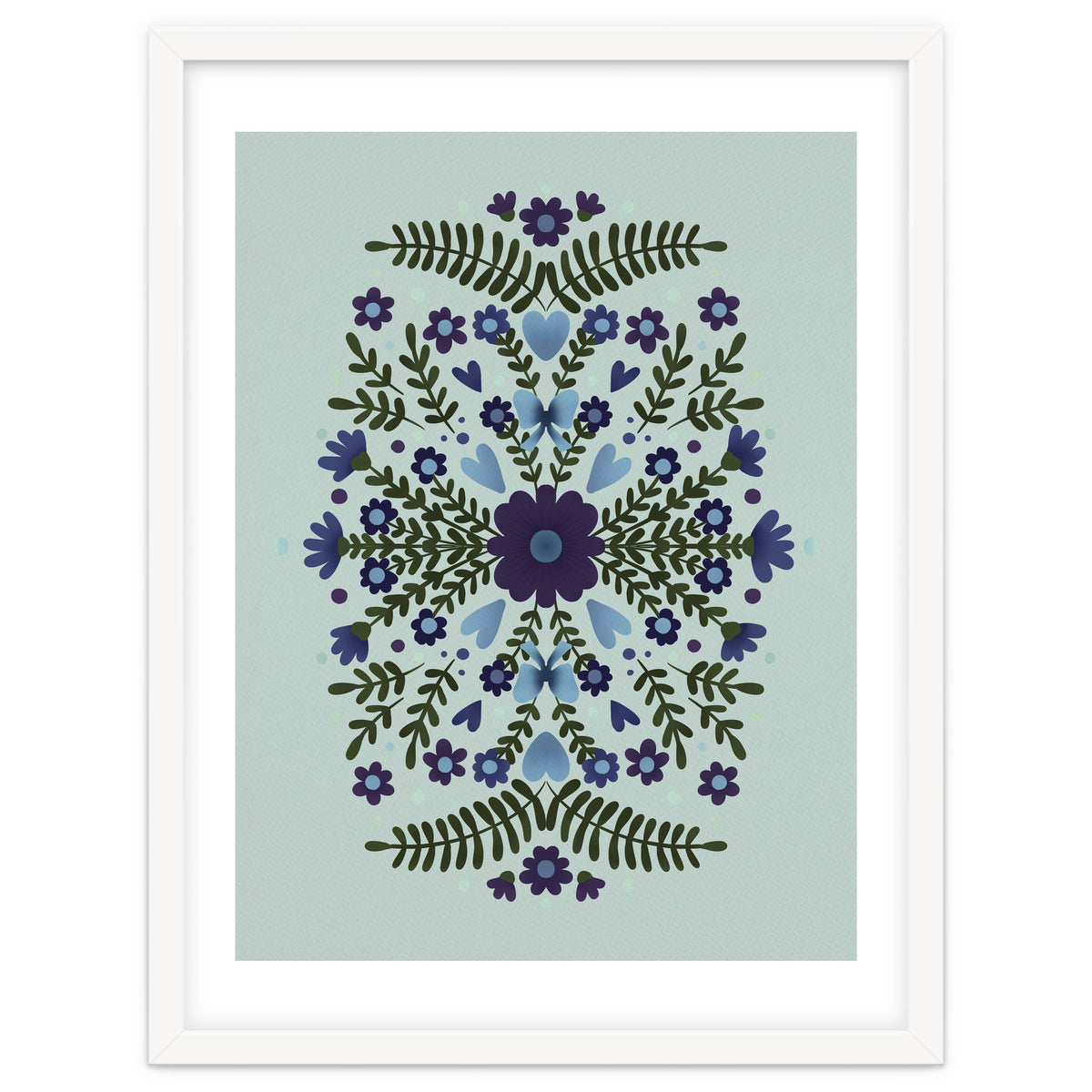 Flowers And Bows Blue And Green