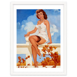 Beautiful Pinup Girl Posing On A Fence thumbnail
