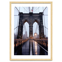 Brooklyn Bridge, USA, Moody NYC Architecture, Rainy Urban Photography