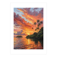 Impressionist Tropical Sunset Over Paradise Island (Print Only)