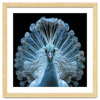 Majestic White Peacock Displaying Its Feathers