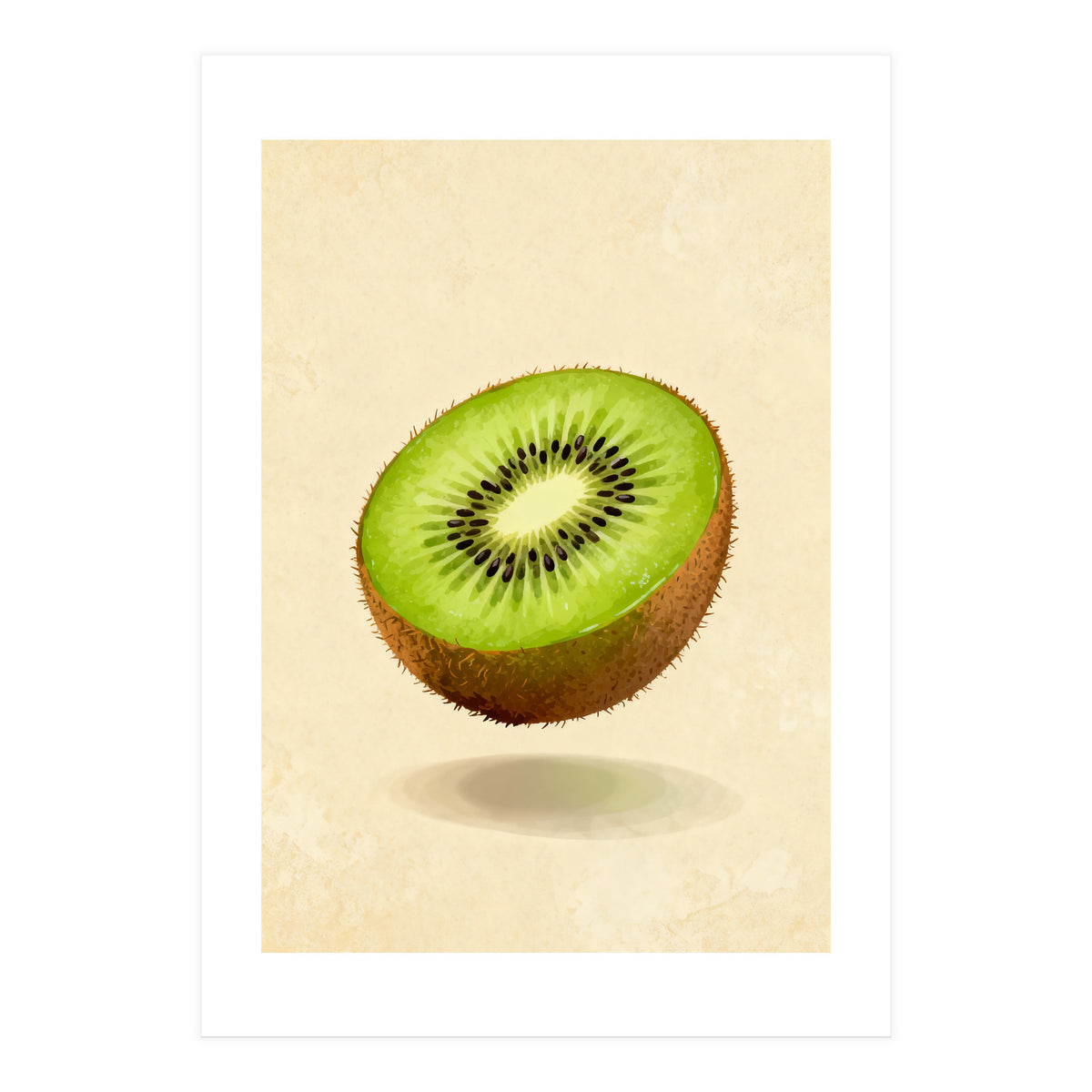 Kiwi Slice, Watercolor Fruit, Fresh Green Art (Print Only)