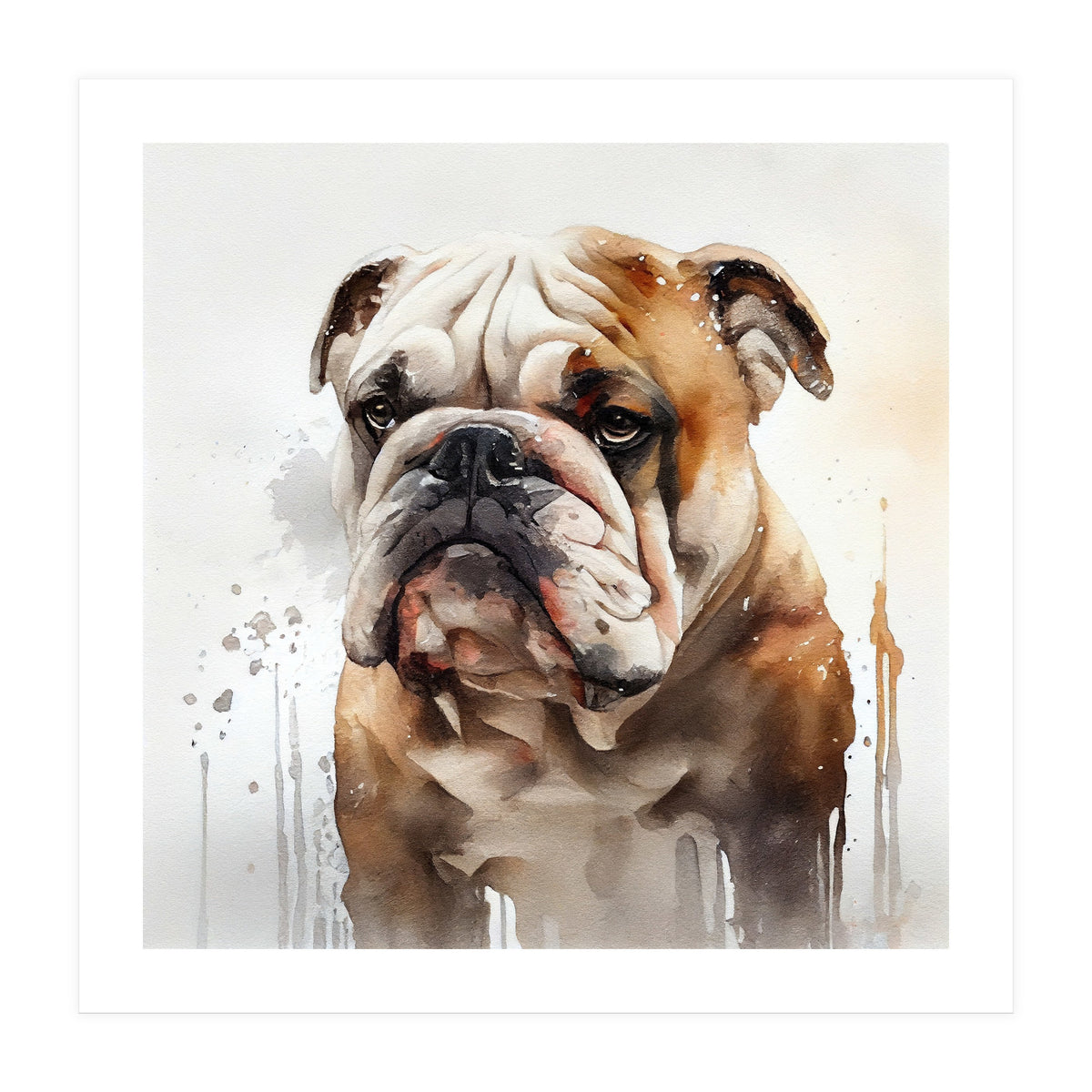Watercolor British Bulldog (Print Only)