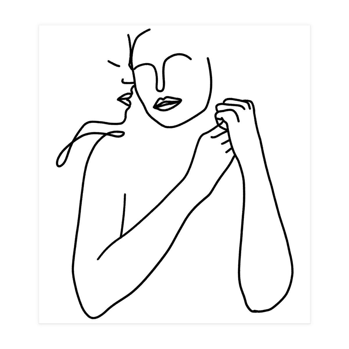 Eternally Connected, Abstract Line Art Love, Sketch Drawing Minimal, Eclectic Human Couple Connection Minimalism Concept (Print Only)