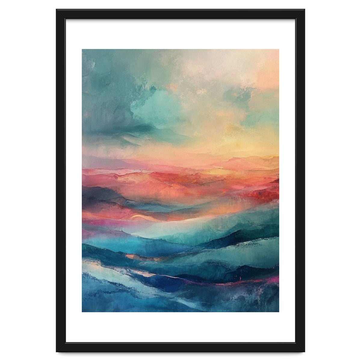 Ethereal Abstract Mountain Mist Painting