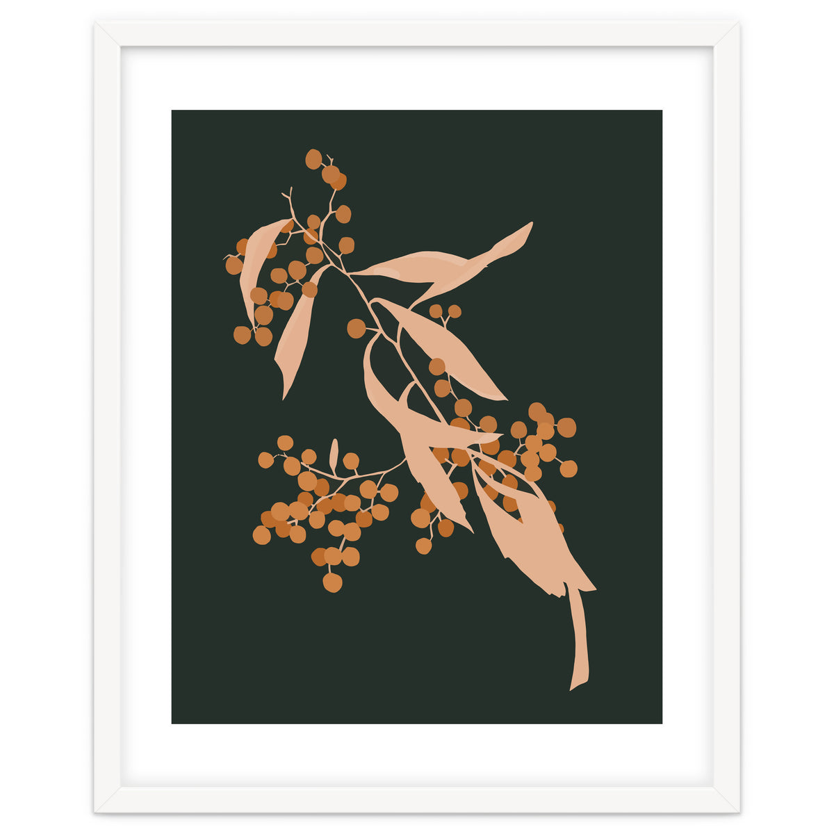 The Blooming Touch, Botanical Vintage Illustration, Dark Blush Bohemian Painting, Plants Nature Eclectic Classy Scandinavian