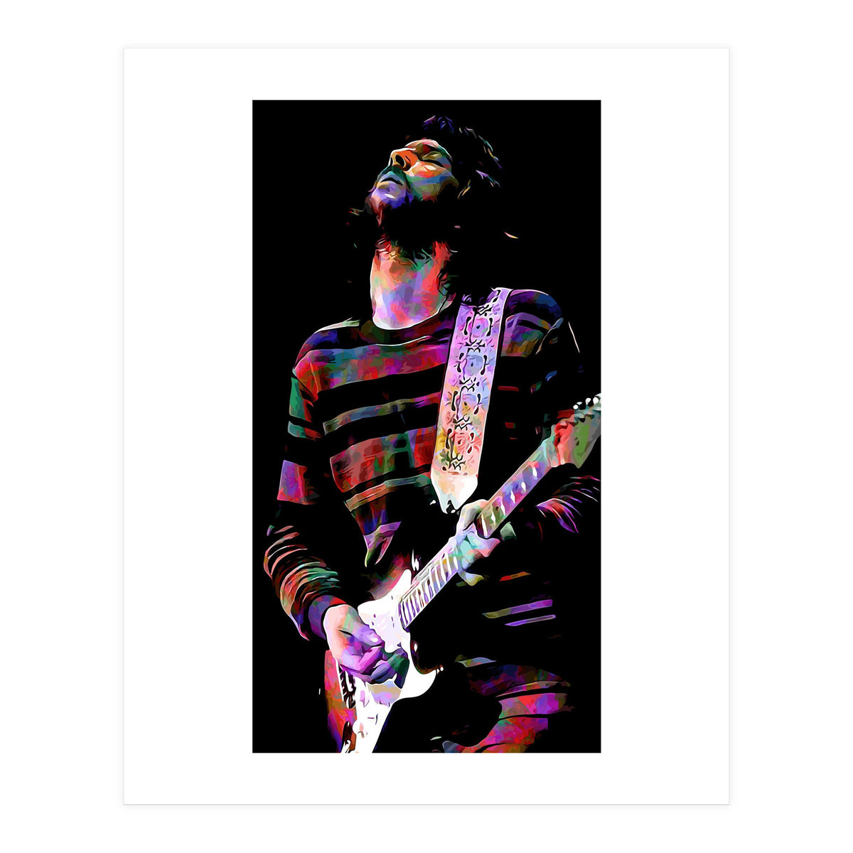 Eric Clapton American Rock and Blues Guitarist in Colorful (Print Only)