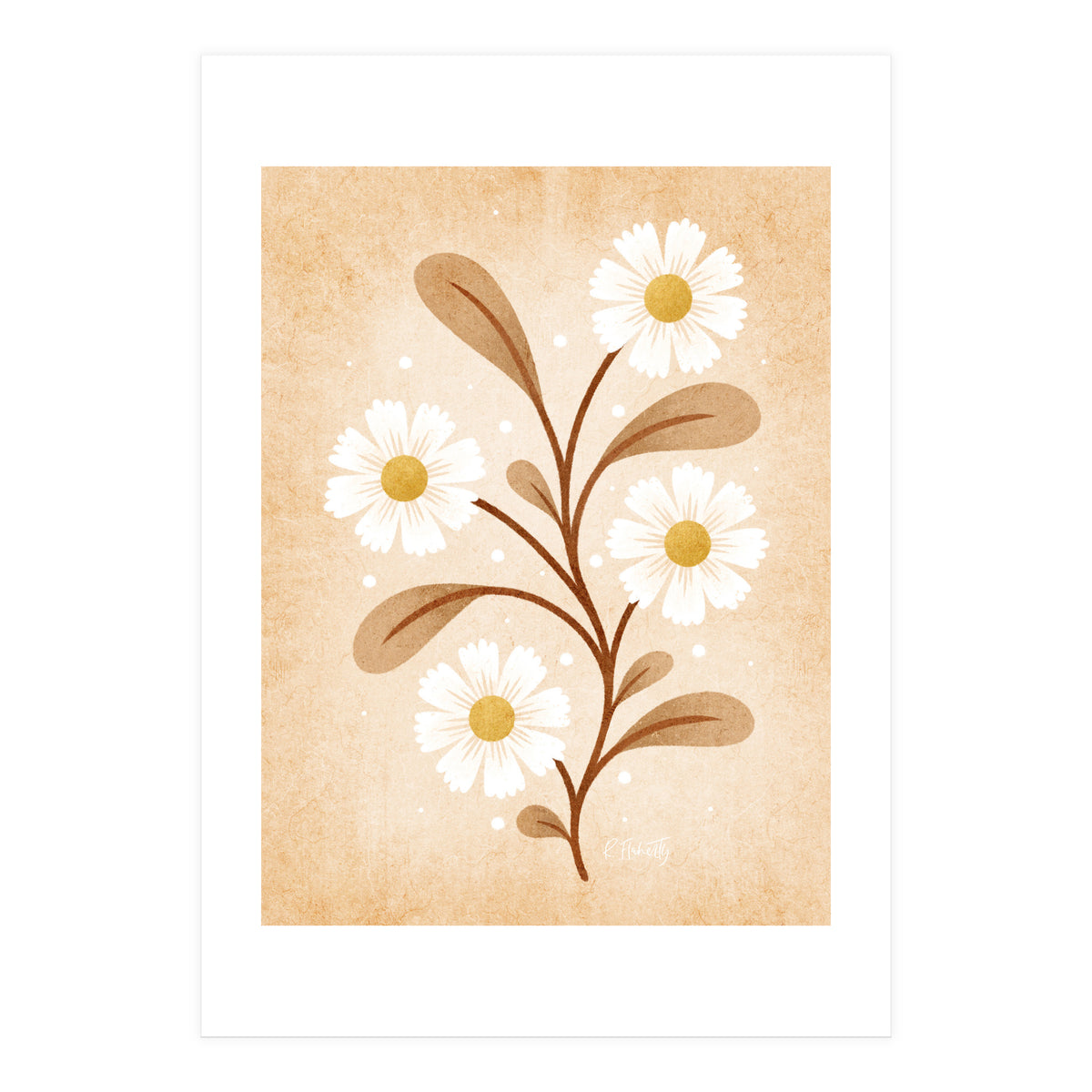 Vintage Beige Daisies (Print Only)