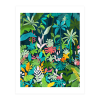 The Midnight Jungle, Botanical Nature Plants Tropical Forest, Watercolor Painting Floral Palm (Print Only)