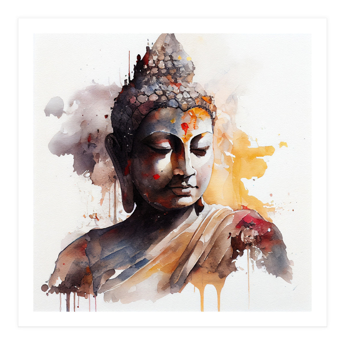 Watercolor Buddha #3 (Print Only)