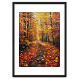 Sun-Drenched Golden Forest Path with Vibrant Autumn Foliage thumbnail
