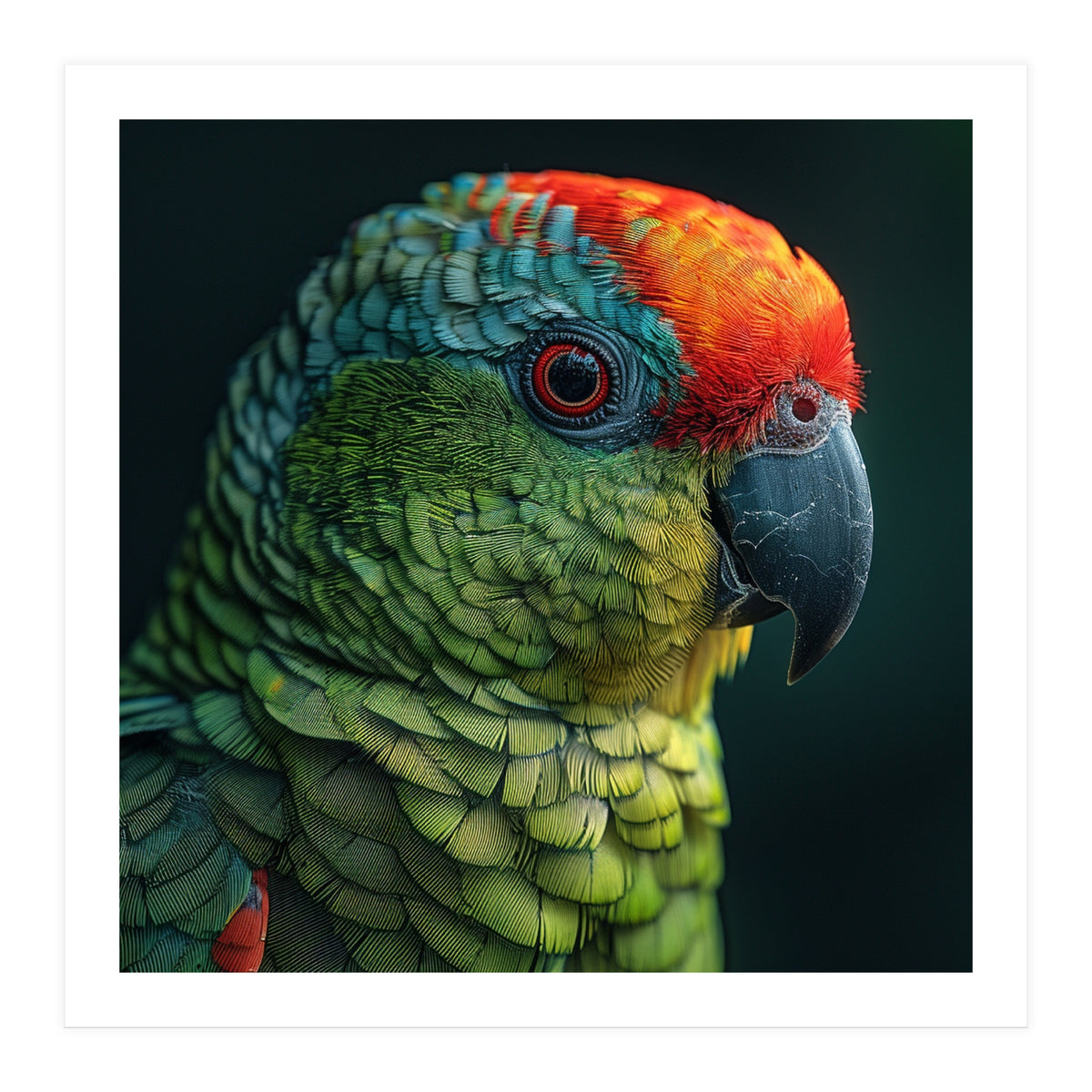 Close Up Colorful Parrot Bird Feather (Print Only)
