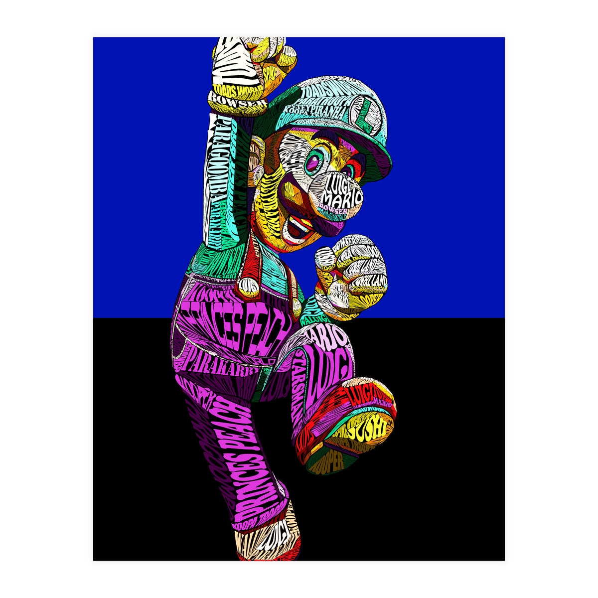 Mario Luigi Typo Style Cartoon Pop Art (Print Only)
