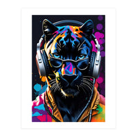 Panther In Headphones And Glasses (Print Only)