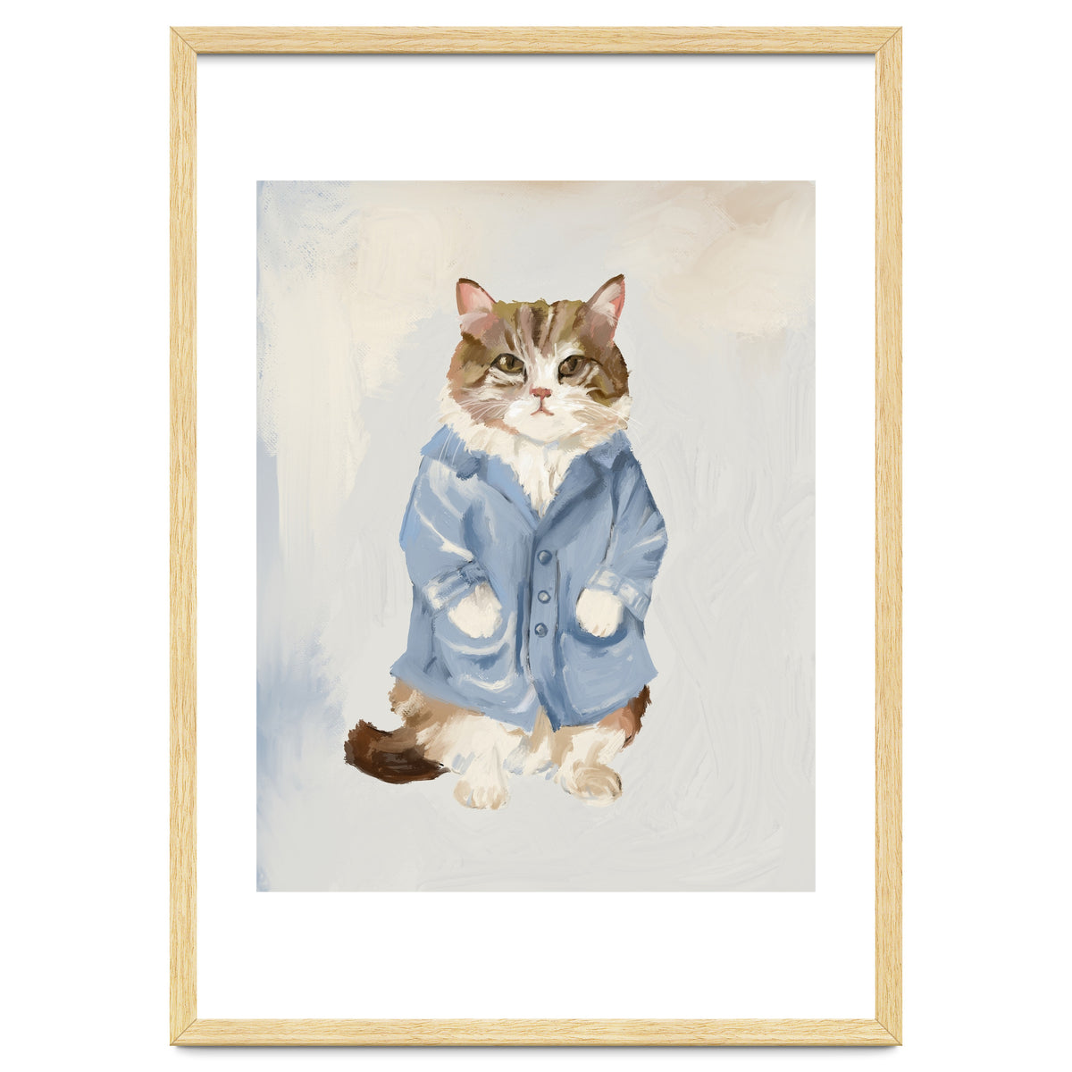 Sir James fluffy Tom cat in his blue pajamas oils