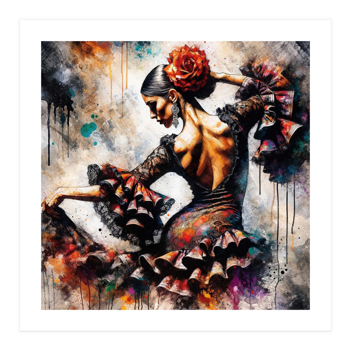 Watercolor Flamenco Dancer #4 (Print Only)