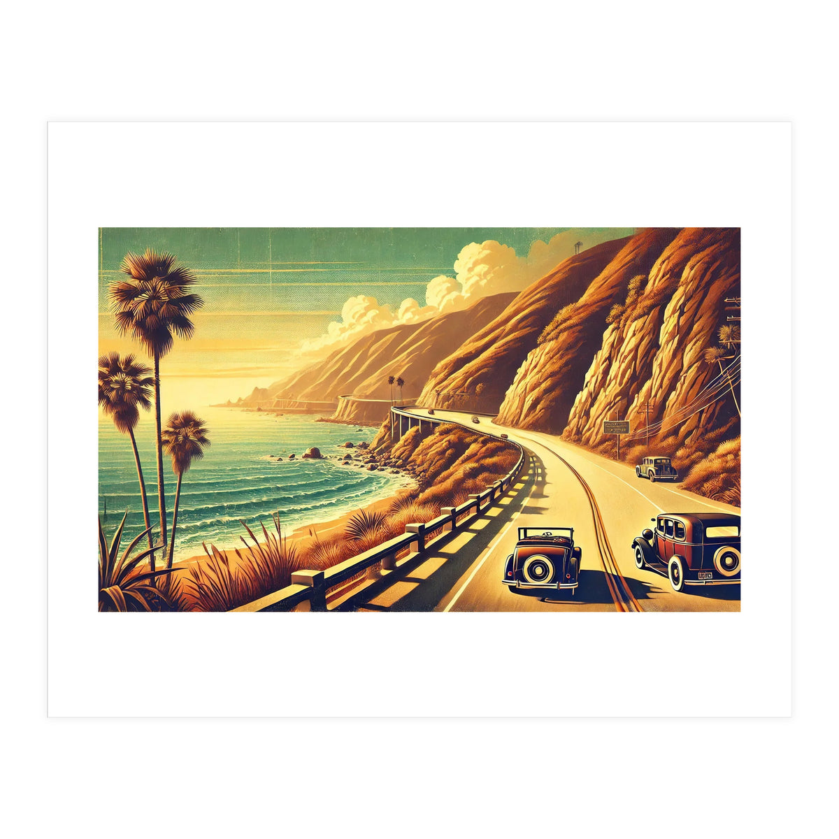 Vintage Coastal Road Journey Poster (Print Only)
