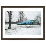 Colorful barn in the snowy ground landscape thumbnail