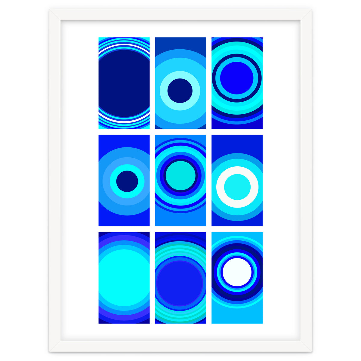 Circles & Rectangles Alt Blue 3 X 3: 1