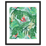 The Tropics | Jungle Botanical Bird of Paradise Illustration | Forest Palm Monstera Banana Leaves thumbnail