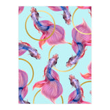 HullaHoops, Eclectic Colorful Fish Graphic Design, Animals Gold Rings Surrealism Quirky (Print Only) thumbnail