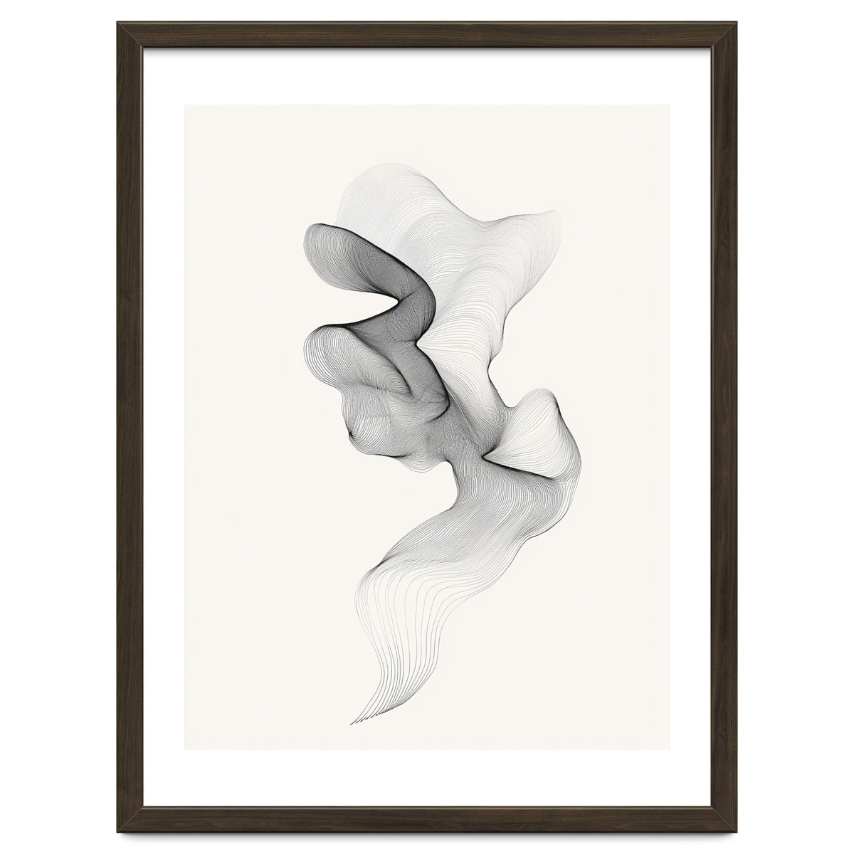 Abstract Black And White Swirling Lines Flowing Form