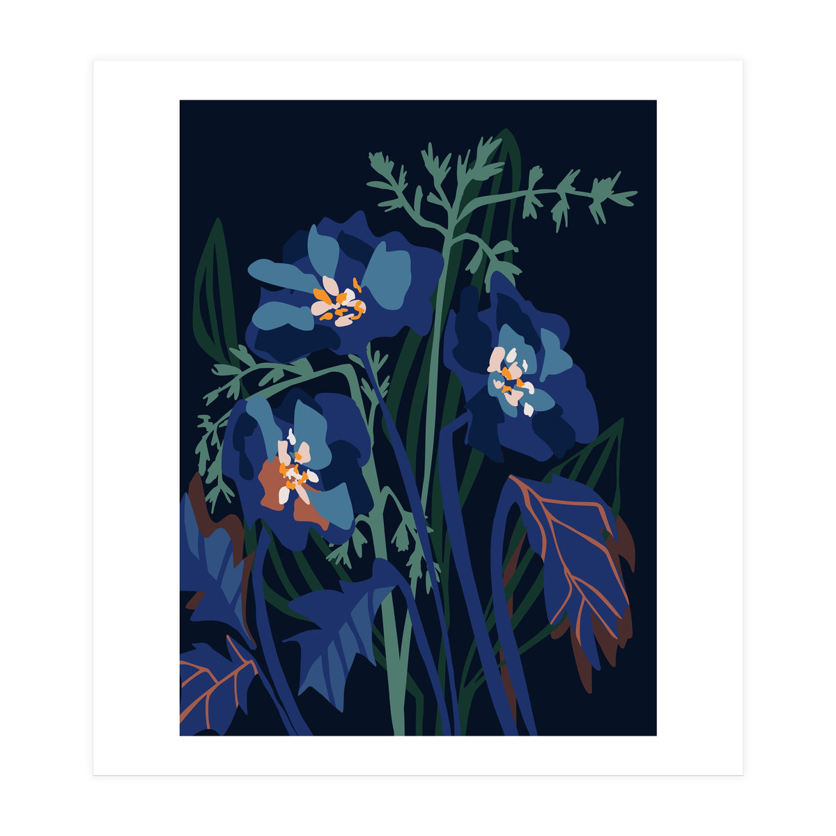Wild Flowers Dark Midnight (Print Only)