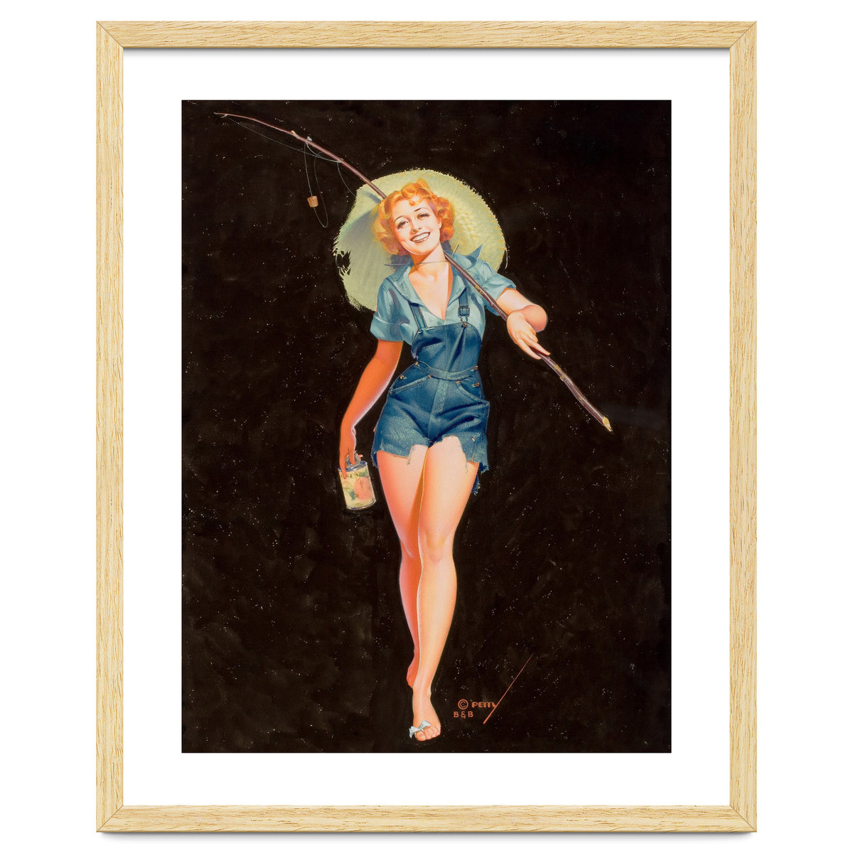 Happy Pinup Girl With A Fishing Stick