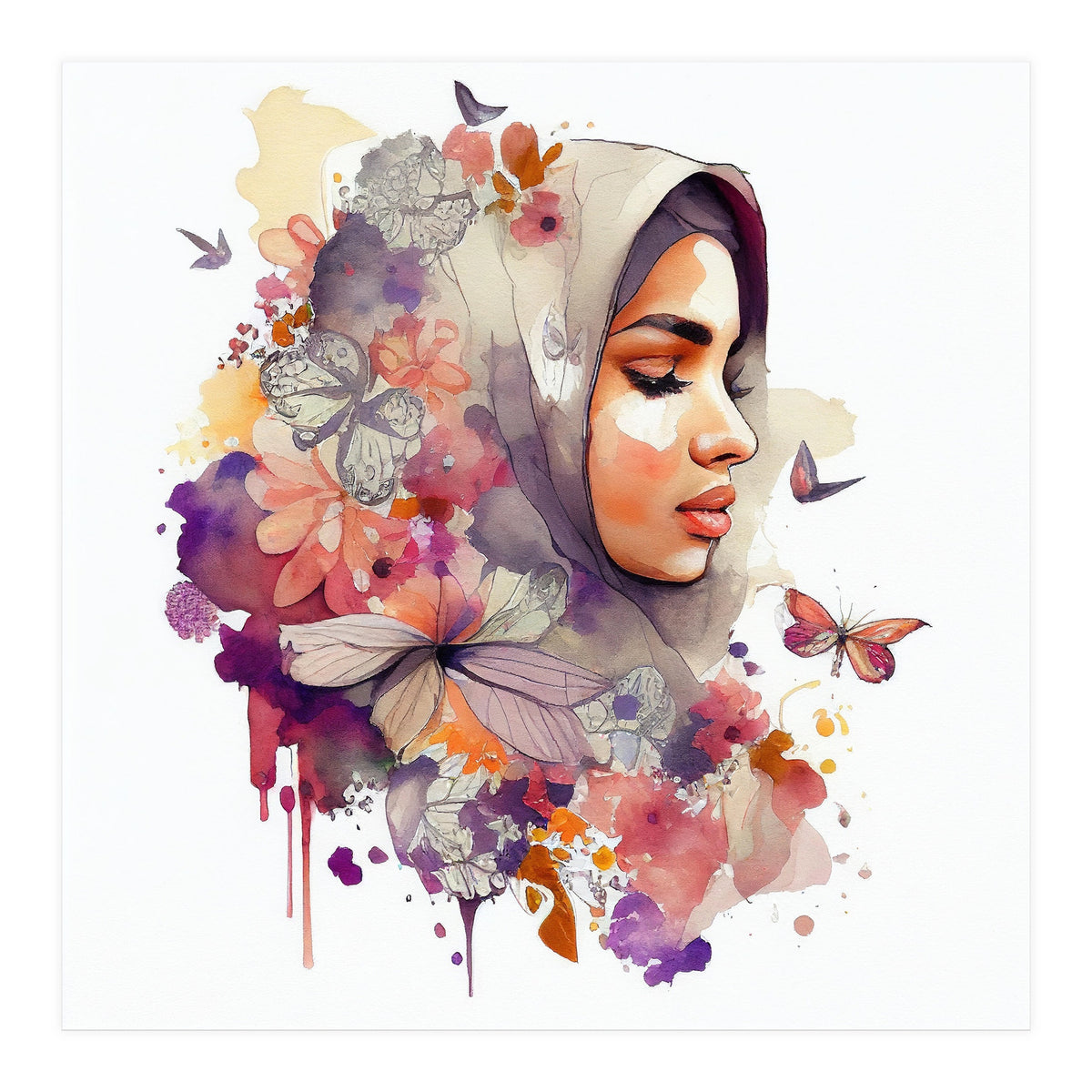 Floral Line Art Veil Profile (Print Only)