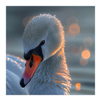Close Up Of A Swan With Water Droplets (Print Only)