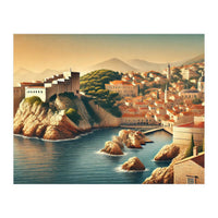 Vintage Croatia, Dubrovnik Coastal Poster (Print Only)