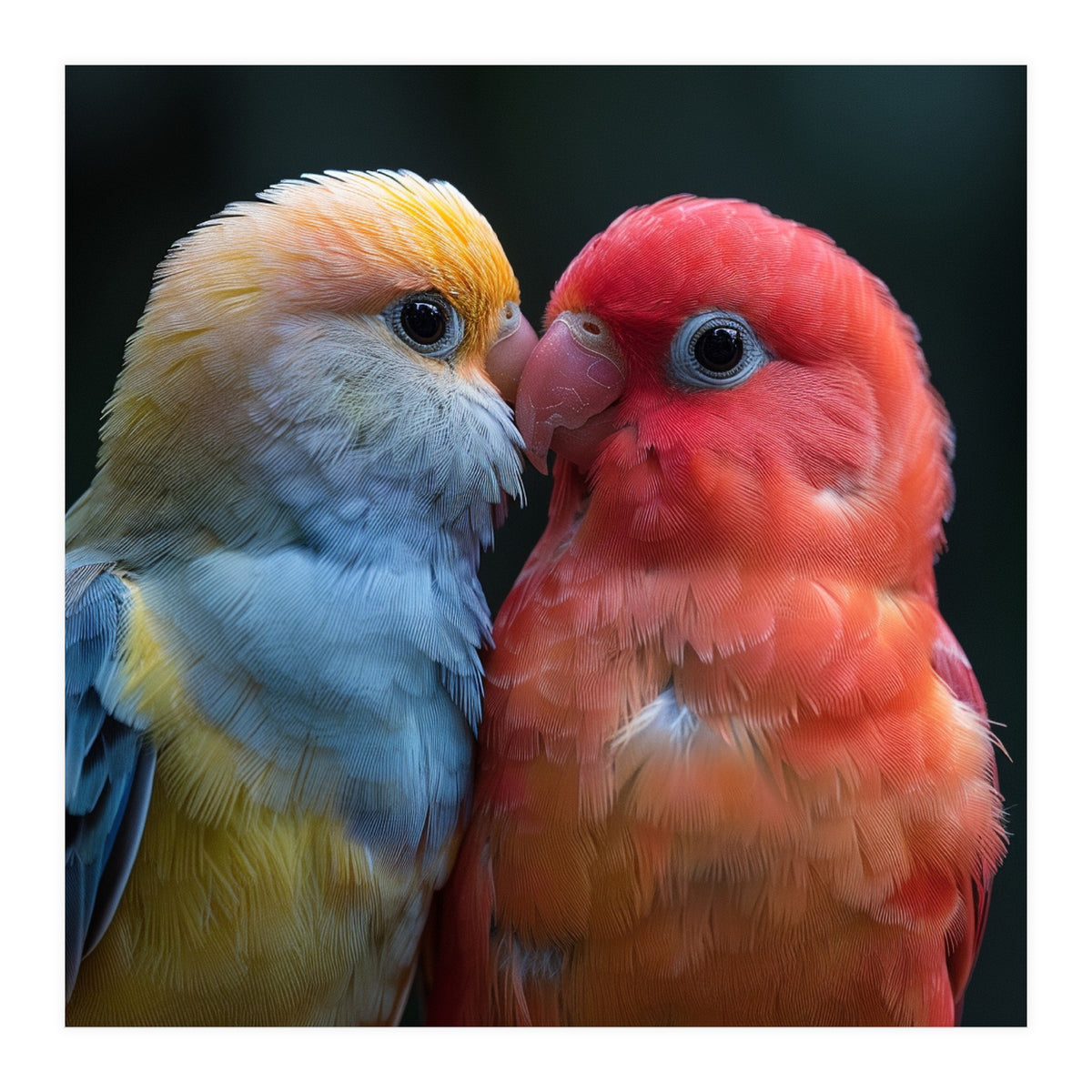 Two Lovebirds Nuzzling Close Up Portrait (Print Only)