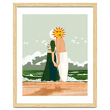 Celestial Union, Sun & Moon Love Couple, Ocean Sea Beach Landscape Nature, Summer Bohemian People thumbnail