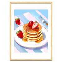 Handpainted Pancakes and Strawberries oil painting