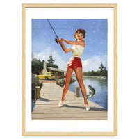 Pinup Fishing Girl With Her Catch