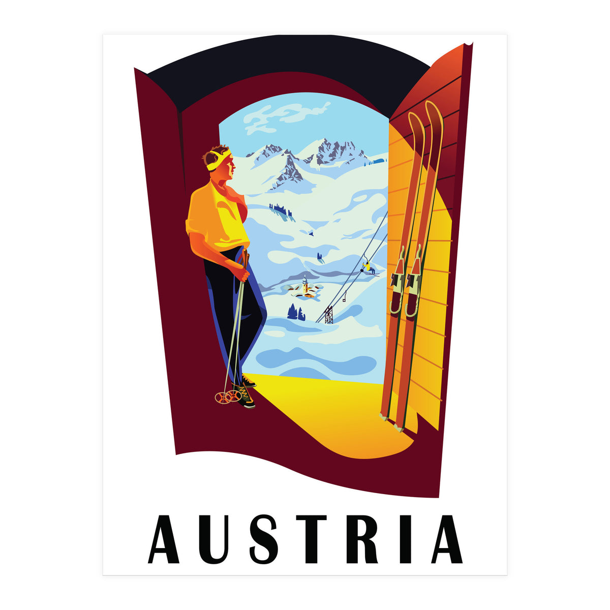 Austria Ski Track At The Door (Print Only)