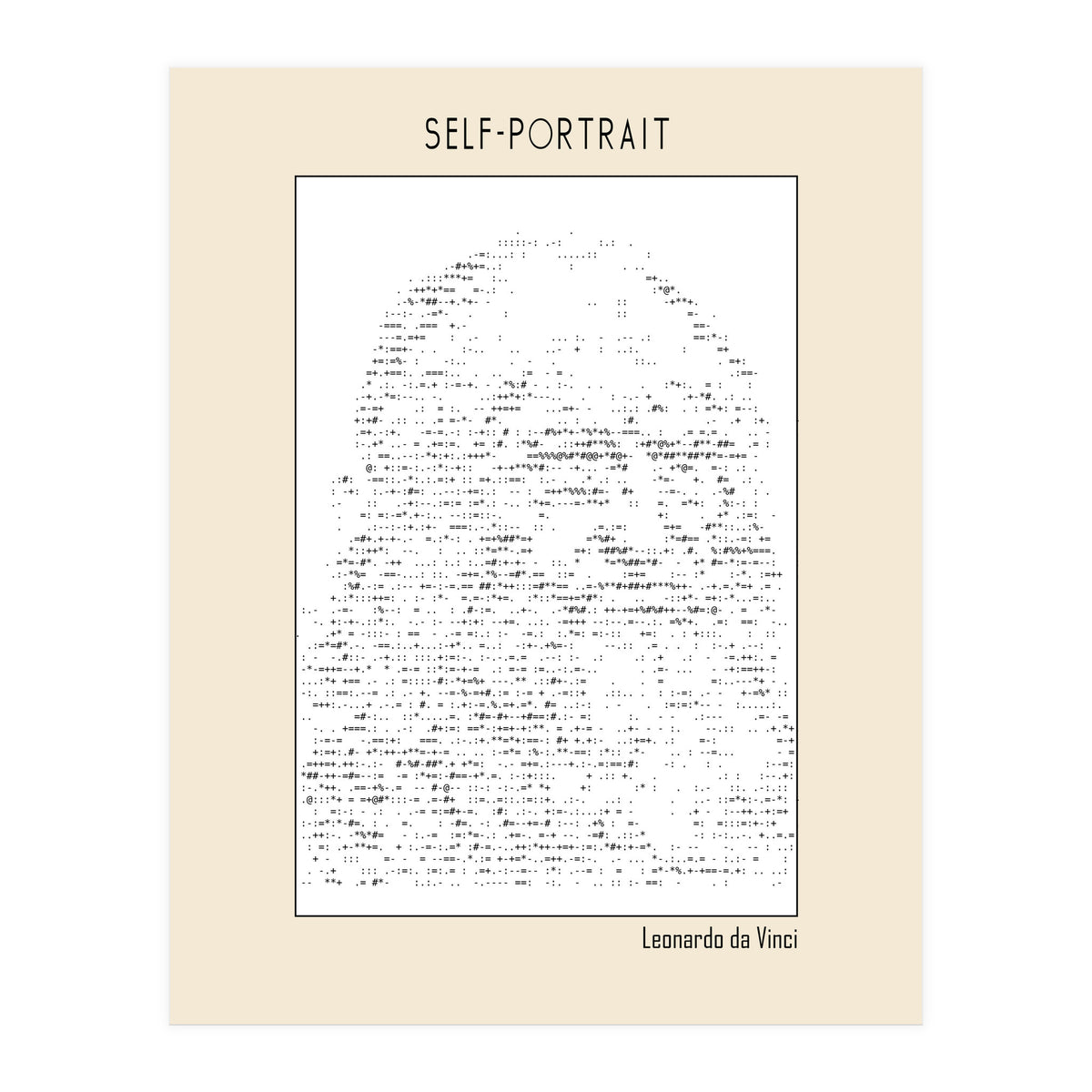 Self Portrait – Leonardo Da Vinci (ascii Art) (Print Only)