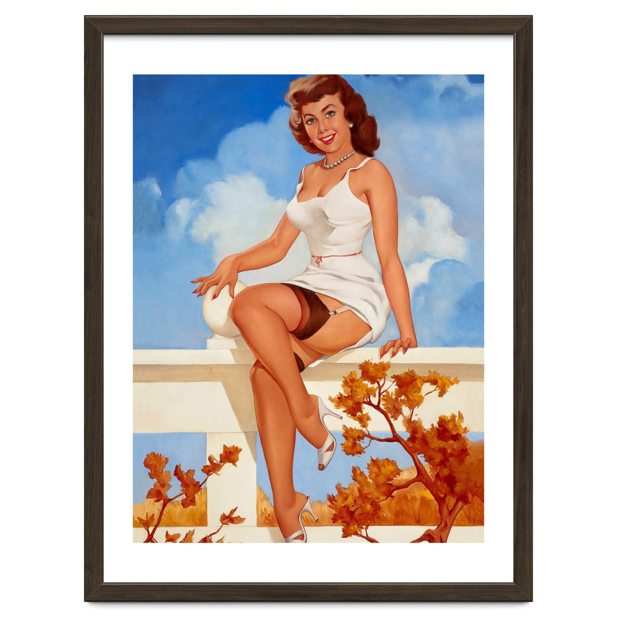 Beautiful Pinup Girl Posing On A Fence