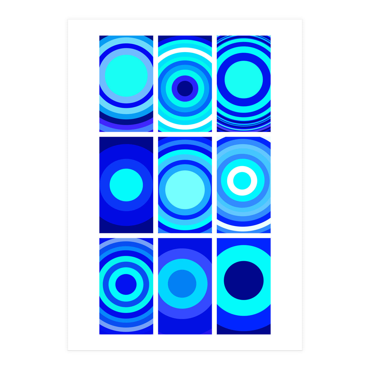 Circles & Rectangles Alt Blue 3 X 3: 2 (Print Only)