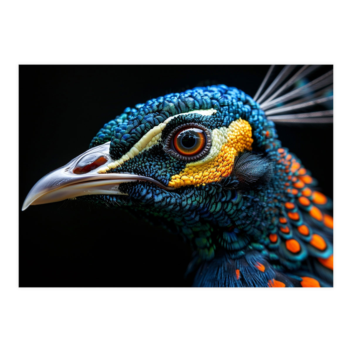 Close Up Of A Peacock Bird Head Eye (Print Only)