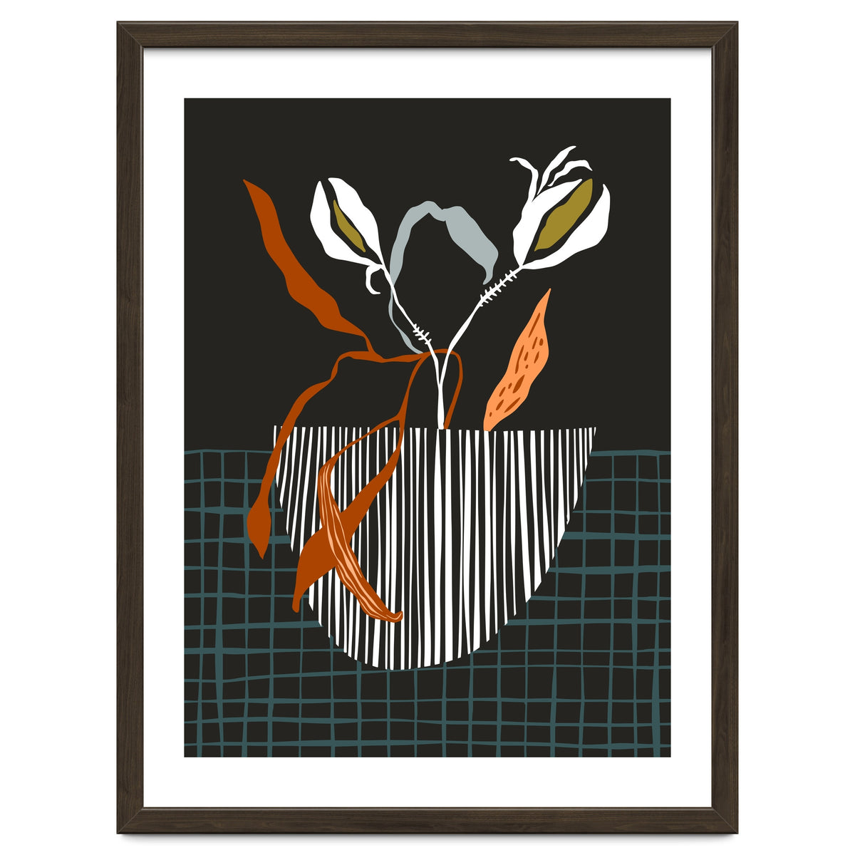 Midcentury plant pot dark