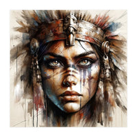 Regal Warrior Woman Watercolor Portrait (Print Only)