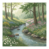 Vibrant Forest Stream Watercolor Painting (Print Only) thumbnail