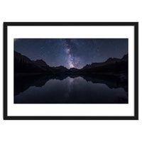 Starlit Reflection: Milky Way Over Mountain Lake