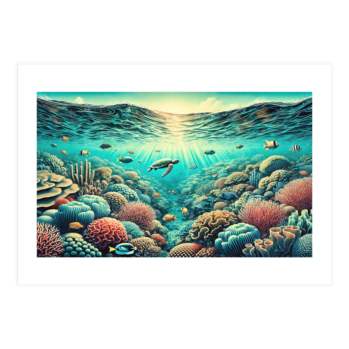 Vintage Australia, Great Barrier Reef Poster (Print Only)