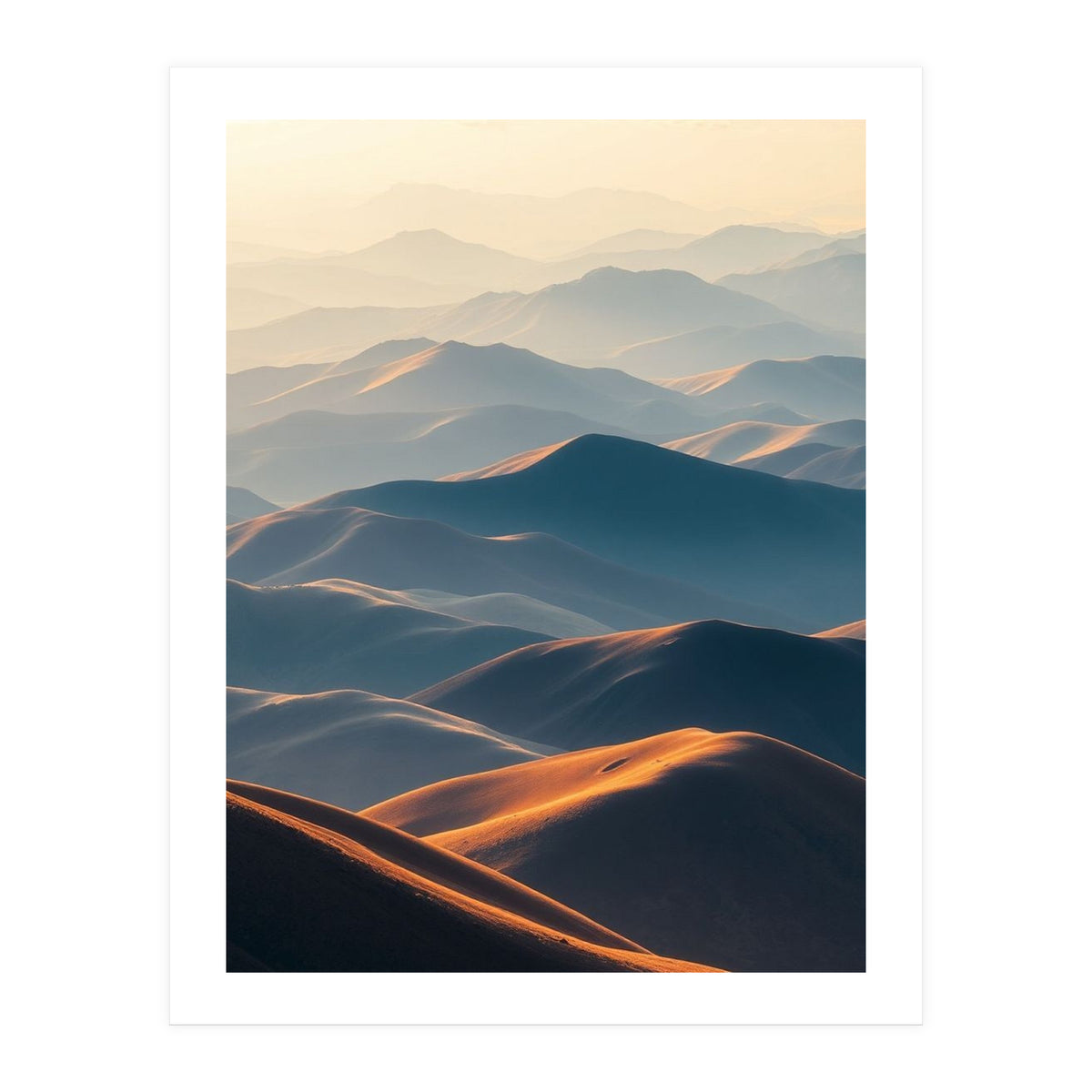 Misty Desert Mountain Range Art (Print Only)