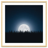 Midnight Serenity: Full Moon Over Forest Silhouettes thumbnail